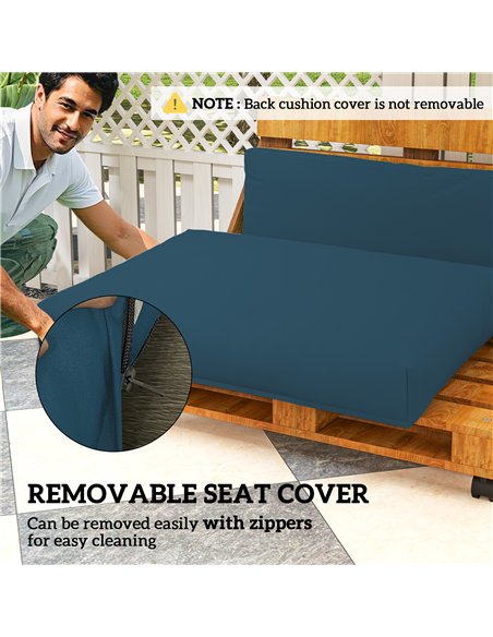 Outsunny 2 Seater Pallet Furniture Cushions Pallet Cushions, UPF20+ 220gsm Fabric, 20 cm Thick Outdoor Seat Pads, Navy Blue - pic 152526 | FastDaddyshop