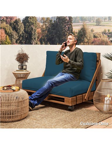 Outsunny 2 Seater Pallet Furniture Cushions Pallet Cushions, UPF20+ 220gsm Fabric, 20 cm Thick Outdoor Seat Pads, Navy Blue