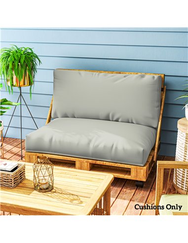 Outsunny 2 Seater Pallet Furniture Cushions Pallet Cushions, UPF20+ 220gsm Fabric, 20 cm Thick Outdoor Seat Pads, Light Grey