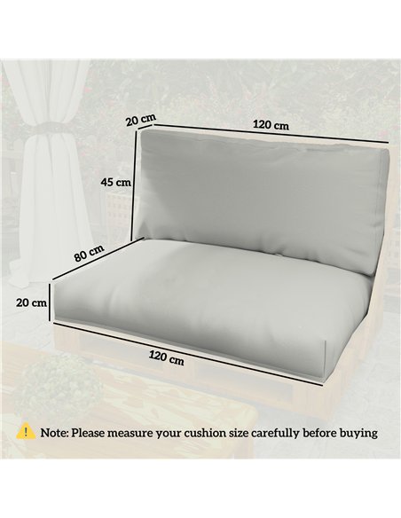 Outsunny 2 Seater Pallet Furniture Cushions Pallet Cushions, UPF20+ 220gsm Fabric, 20 cm Thick Outdoor Seat Pads, Light Grey - pic 152532 | FastDaddyshop