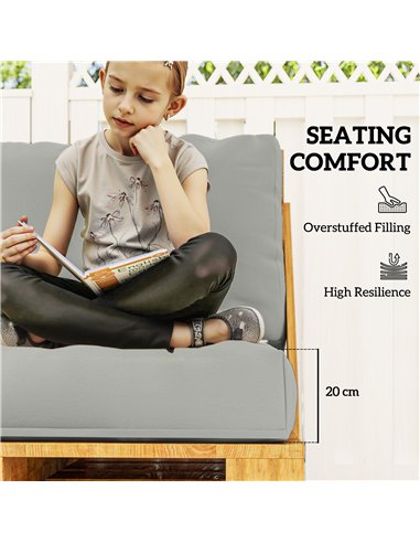 Outsunny 2 Seater Pallet Furniture Cushions Pallet Cushions, UPF20+ 220gsm Fabric, 20 cm Thick Outdoor Seat Pads, Light Grey