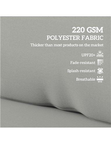 Outsunny 2 Seater Pallet Furniture Cushions Pallet Cushions, UPF20+ 220gsm Fabric, 20 cm Thick Outdoor Seat Pads, Light Grey