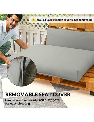 Outsunny 2 Seater Pallet Furniture Cushions Pallet Cushions, UPF20+ 220gsm Fabric, 20 cm Thick Outdoor Seat Pads, Light Grey