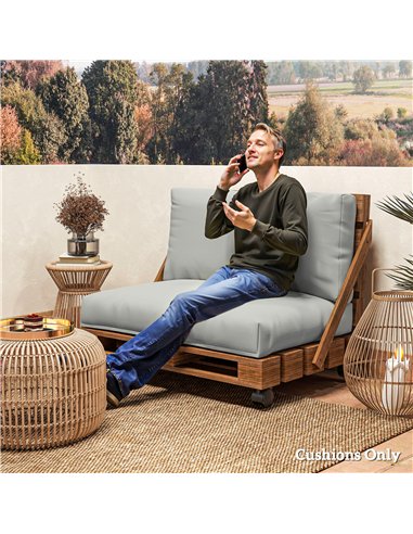 Outsunny 2 Seater Pallet Furniture Cushions Pallet Cushions, UPF20+ 220gsm Fabric, 20 cm Thick Outdoor Seat Pads, Light Grey