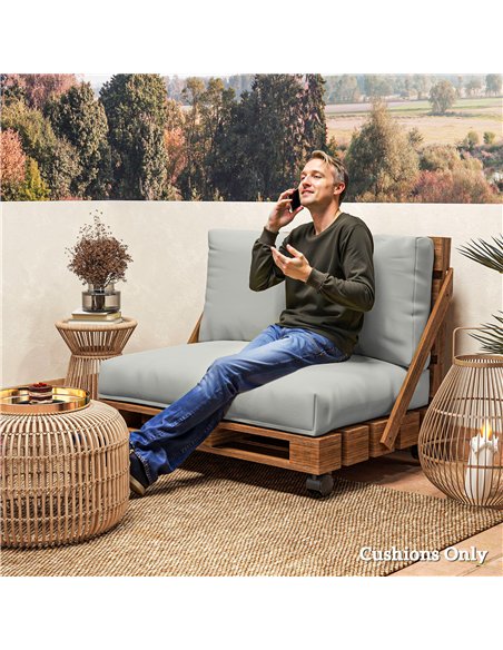 Outsunny 2 Seater Pallet Furniture Cushions Pallet Cushions, UPF20+ 220gsm Fabric, 20 cm Thick Outdoor Seat Pads, Light Grey - pic 152536 | FastDaddyshop