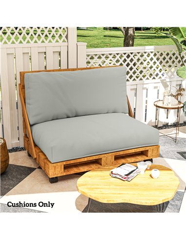Outsunny 2 Seater Pallet Furniture Cushions Pallet Cushions, UPF20+ 220gsm Fabric, 20 cm Thick Outdoor Seat Pads, Light Grey