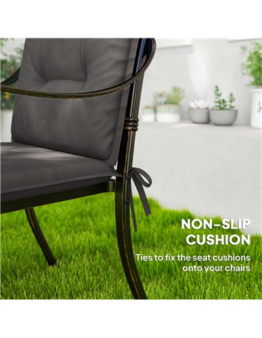 Outsunny Set of Four Padded Garden Seat Cushions - Charcoal Grey