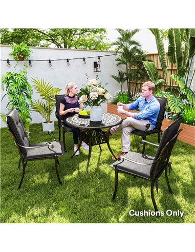 Outsunny Set of Four Padded Garden Seat Cushions - Charcoal Grey