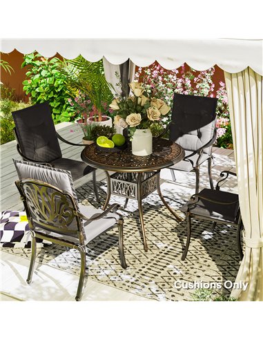 Outsunny Set of Four Padded Garden Seat Cushions - Charcoal Grey