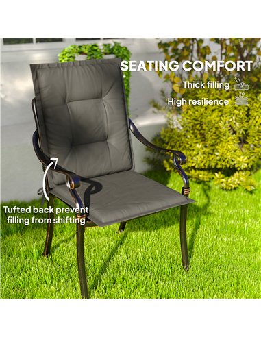 Outsunny Set of Four Padded Garden Seat Cushions - Light Grey
