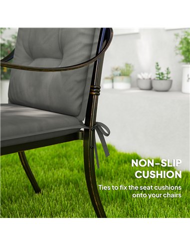 Outsunny Set of Four Padded Garden Seat Cushions - Light Grey