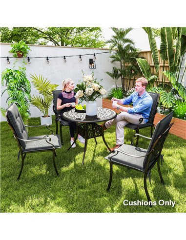Outsunny Set of Four Padded Garden Seat Cushions - Light Grey