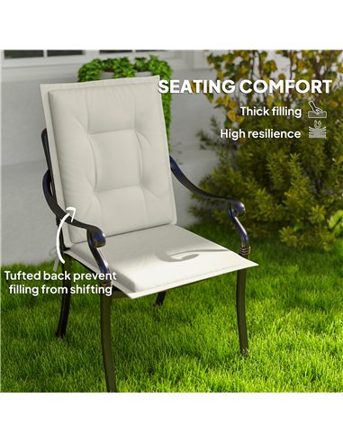 Outsunny Set of Four Padded Garden Seat Cushions - White