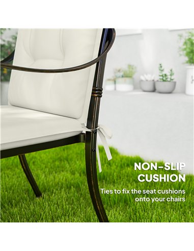 Outsunny Set of Four Padded Garden Seat Cushions - White