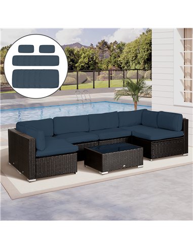 Outsunny Garden Rattan Sofa Cushion Polyester Cover Replacement Outdoor- No Cushion Included, Blue
