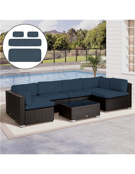 Outsunny Garden Rattan Sofa Cushion Polyester Cover Replacement Outdoor- No Cushion Included, Blue - pic 152576 | FastDaddyshop