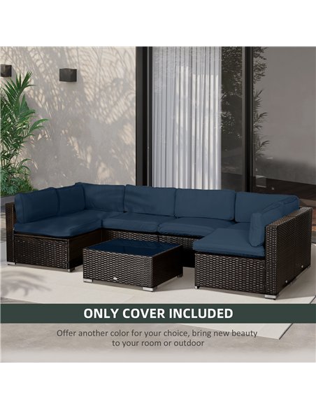 Outsunny Garden Rattan Sofa Cushion Polyester Cover Replacement Outdoor- No Cushion Included, Blue - pic 152580 | FastDaddyshop