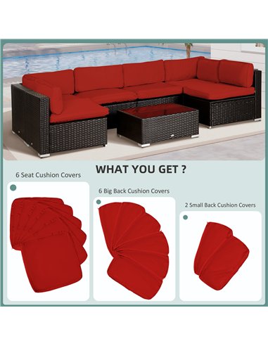 Outsunny Set of 14 Outdoor Cushion Covers - Red