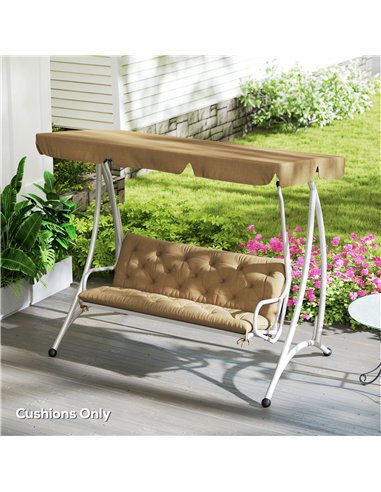 Outsunny Three-Seater Bench Cushion - Khaki