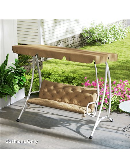 Outsunny Three-Seater Bench Cushion - Khaki - pic 152612 | FastDaddyshop