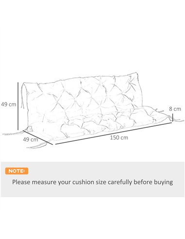 Outsunny Three-Seater Bench Cushion - Khaki