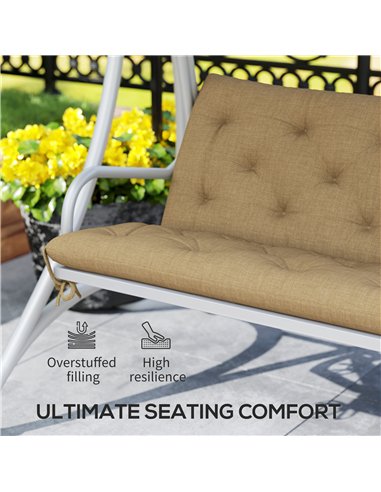 Outsunny Three-Seater Bench Cushion - Khaki