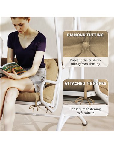 Outsunny Three-Seater Bench Cushion - Khaki