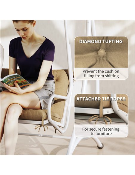 Outsunny Three-Seater Bench Cushion - Khaki - pic 152616 | FastDaddyshop