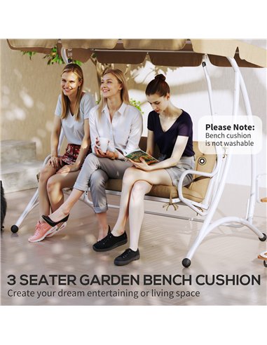 Outsunny Three-Seater Bench Cushion - Khaki