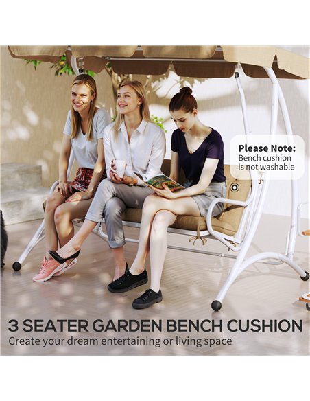 Outsunny Three-Seater Bench Cushion - Khaki - pic 152617 | FastDaddyshop