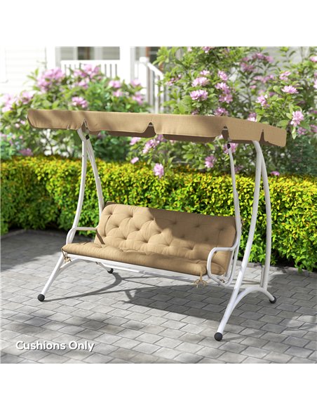 Outsunny Three-Seater Bench Cushion - Khaki - pic 152618 | FastDaddyshop