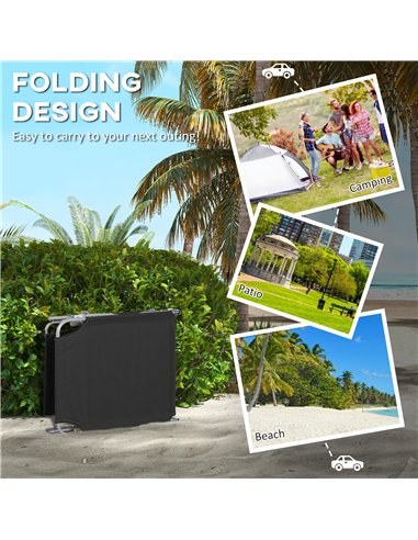 Outsunny Foldable Sun Lounger Set of 2 with Sun Shade & Adjustable Backrest - Black
