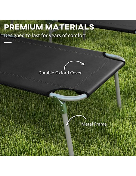 Outsunny Foldable Sun Lounger Set of 2 with Sun Shade & Adjustable Backrest - Black - pic 152644 | FastDaddyshop
