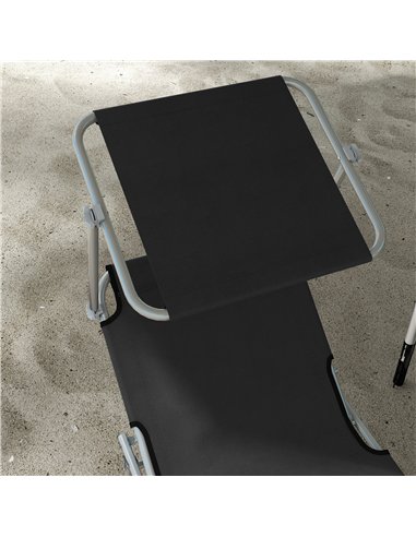 Outsunny Foldable Sun Lounger Set of 2 with Sun Shade & Adjustable Backrest - Black