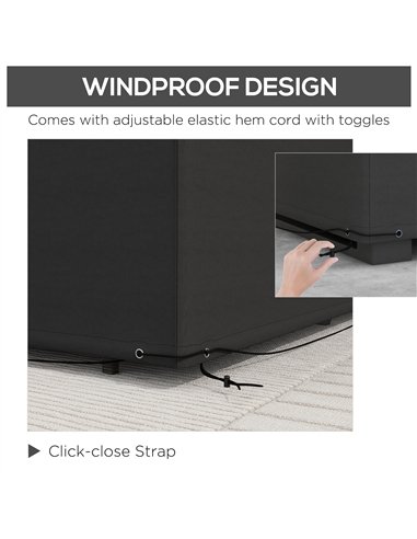 Outsunny Outdoor Garden Furniture Cover Waterproof, Anti-UV 600D Heavy Duty Oxford Fabric Patio Furniture Cover for Rectangular 