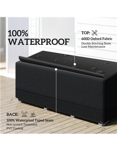 Outsunny Rectangular Patio Garden Furniture Cover Waterproof for 3 Seater Sofa Bistro Set, UV Resistant Protection 600D Oxford F