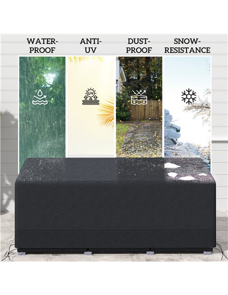 Outsunny Rectangular Patio Garden Furniture Cover Waterproof for 3 Seater Sofa Bistro Set, UV Resistant Protection 600D Oxford F - pic 152679 | FastDaddyshop