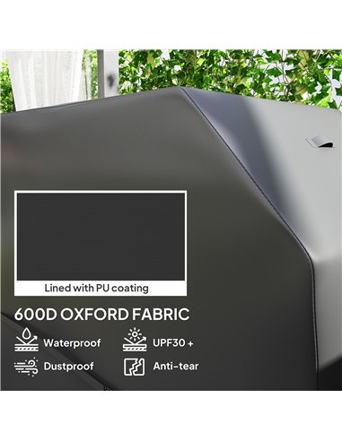 Outsunny BBQ Cover for Rectangular Gas Grill, 600D UPF30+ Oxford Fabric Barbecue Cover for Waterproof Protection Rip-Proof, with