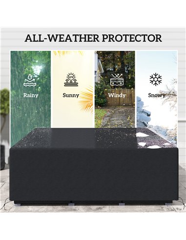 Outsunny 600D Oxford Outdoor Garden Furniture Sofa Set Cover, Waterproof Anti-UV Rattan Sun Lounger Protection Protector Cover, 