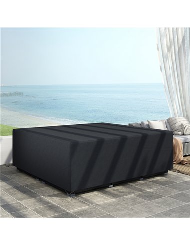 Outsunny 600D Oxford Outdoor Garden Furniture Sofa Set Cover, Waterproof Anti-UV Rattan Sun Lounger Protection Protector Cover, 