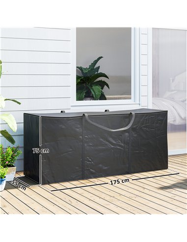 Outsunny 720 L Outdoor Garden Cushion Storage Bag, Heavy Duty 600D Oxford Fabric Waterproof Garden Furniture Cushion Storage Bag