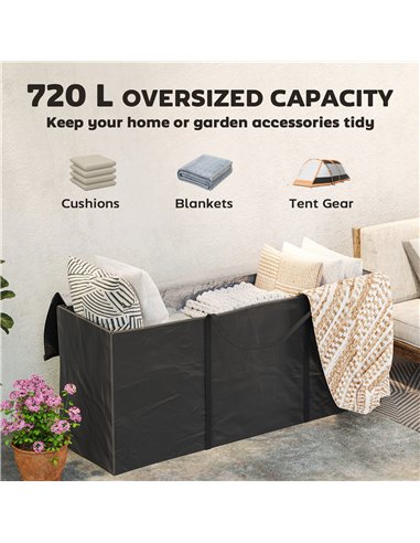 Outsunny 720 L Outdoor Garden Cushion Storage Bag, Heavy Duty 600D Oxford Fabric Waterproof Garden Furniture Cushion Storage Bag