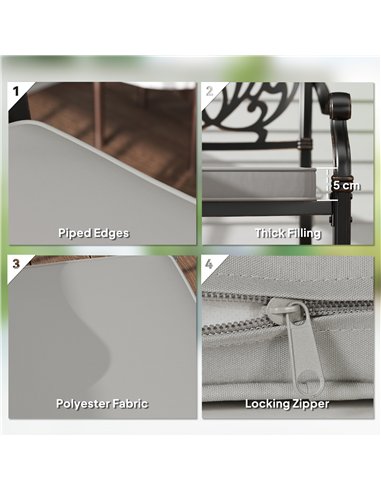 Outsunny Set of 2 Garden Chair Cushions - Light Grey