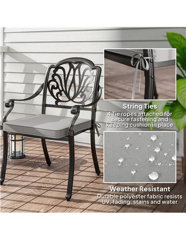 Outsunny Set of 2 Garden Chair Cushions - Light Grey