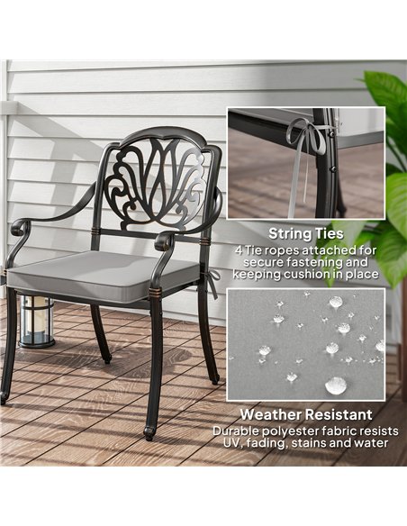 Outsunny Set of 2 Garden Chair Cushions - Light Grey - pic 152714 | FastDaddyshop