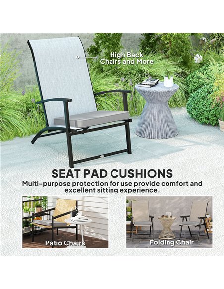 Outsunny Set of 2 Garden Chair Cushions - Light Grey - pic 152715 | FastDaddyshop