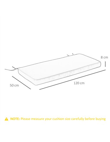 Outsunny 2 Seater Garden Bench Cushion -Light Grey