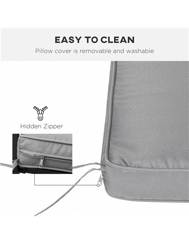 Outsunny 2 Seater Garden Bench Cushion -Light Grey