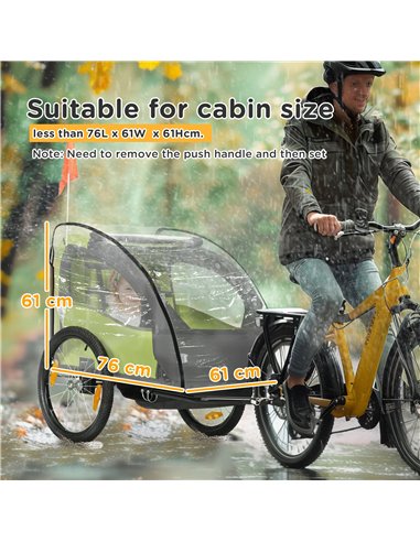 HOMCOM Baby Bike Trailer Cover, Anti Dust Rain Snow, Cold Wind, 76 x 61 x 61 cm