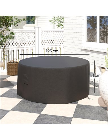 Outsunny Garden Patio Large Furniture Set Round Cover 600D Oxford Waterproof, Ф193 x 80H cm, Black